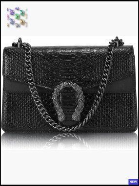 Snake Print Crossbody Purse Luxury PU Leather Chain Strap Satchel Handbag
